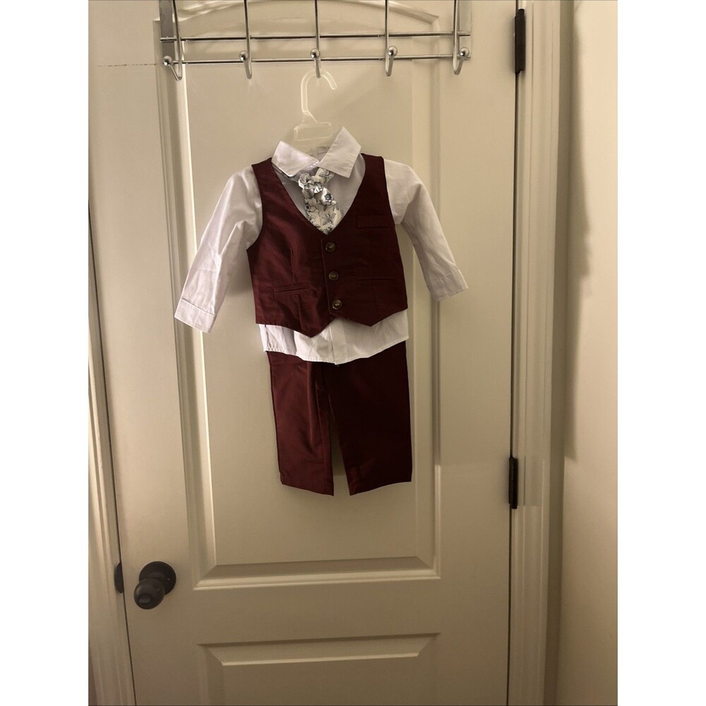 Toddler Boys Child 4-Piece Suit Pants Vest Shirt and Tie Size Unknown